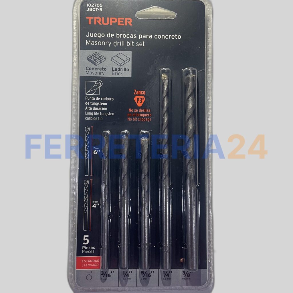 Juego de brocas para concreto marca Trupper