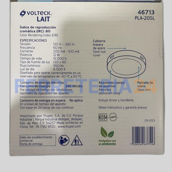 Lampara tipo plafon 6500k