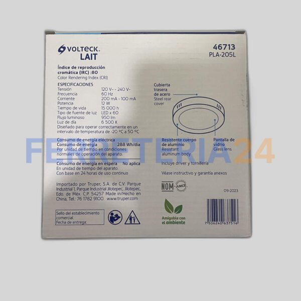Lampara tipo plafon 6500k